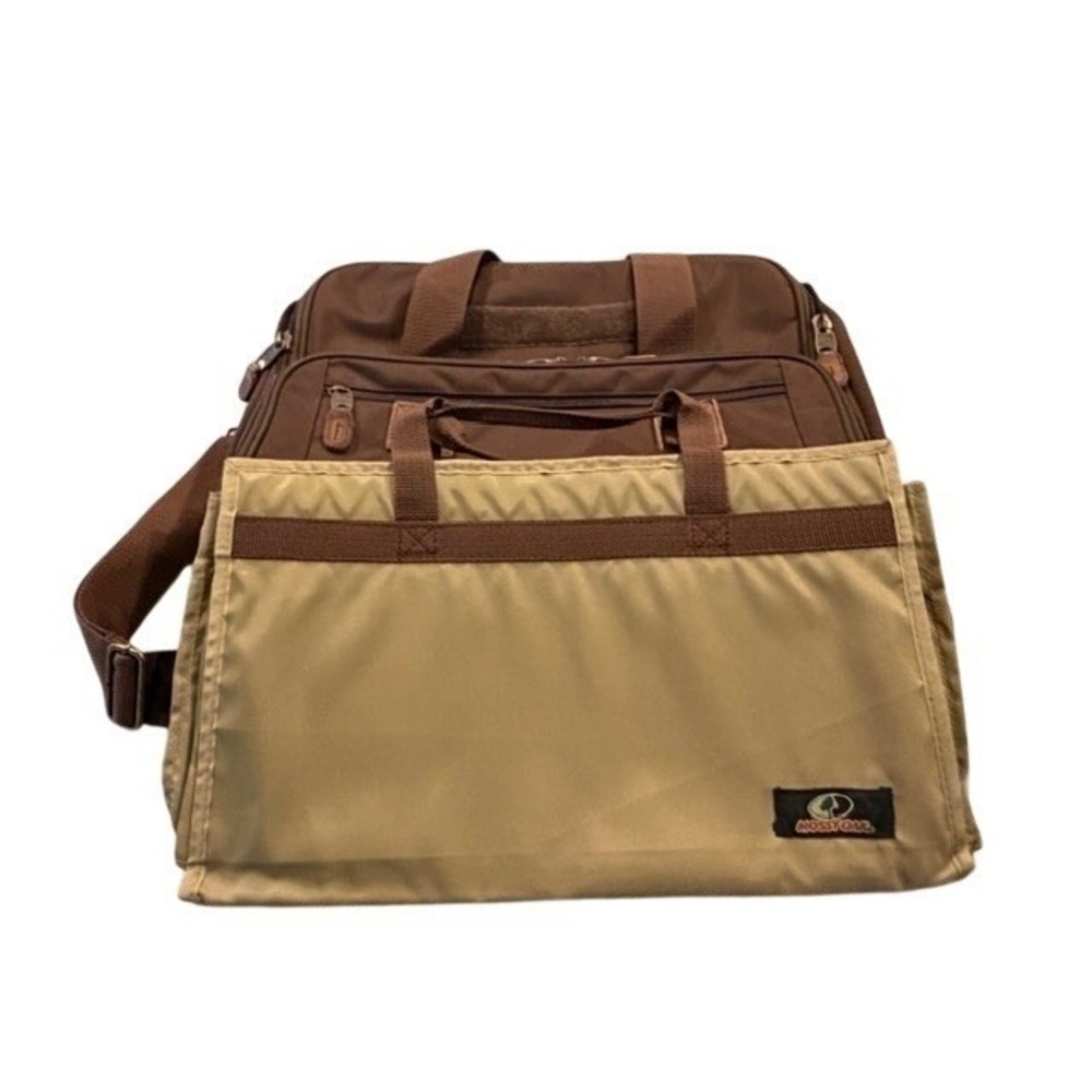 Mossy Oak High Sierra Sport Brown Nylon Leather Satchel Bag Laptop Meeting EUC - Picture 10 of 11